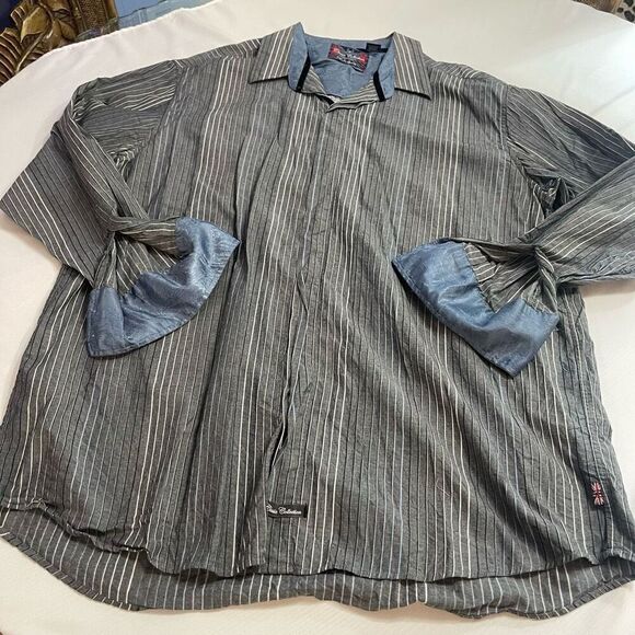 English Laundry Grey Stripe Long Sleeve Button Up Shirt Size 2XLT - Picture 1 of 8